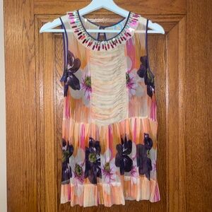 Plenty by tracyreese silk, embellished; tulle-detailed tank; small; gorgeous